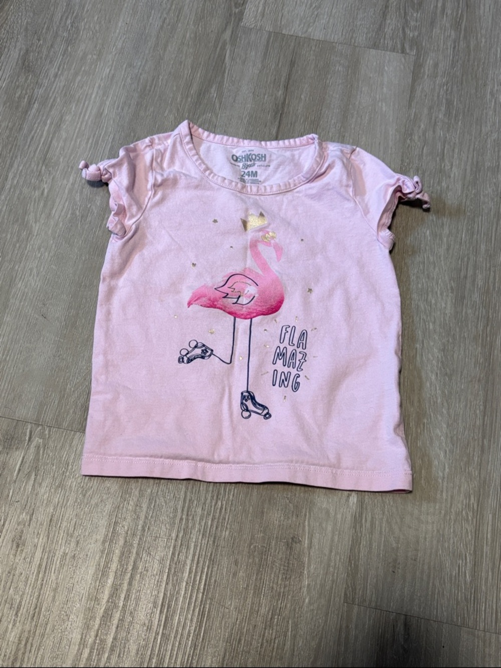 OshKosh‎ B'gosh Pink Flamingo Tee with Gold Accent
